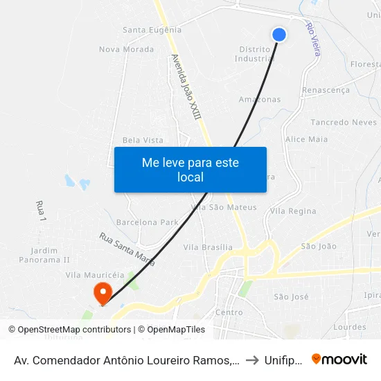 Av. Comendador Antônio Loureiro Ramos, 1995 | Nestlé to Unifipmoc map