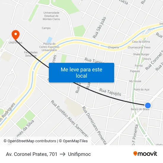 Av. Coronel Prates, 701 to Unifipmoc map