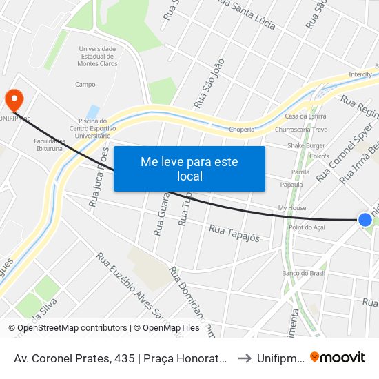 Av. Coronel Prates, 435 | Praça Honorato Alves to Unifipmoc map