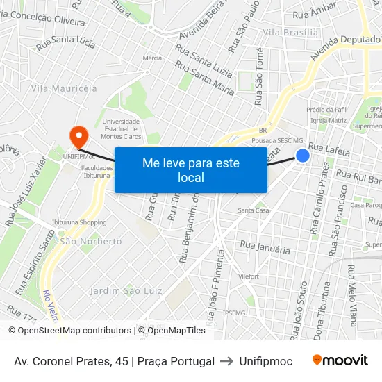 Av. Coronel Prates, 45 | Praça Portugal to Unifipmoc map