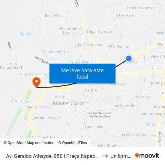 Av. Geraldo Athayde, 950 | Praça Itapetinga to Unifipmoc map