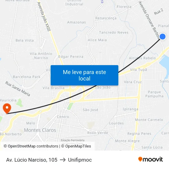 Av. Lúcio Narciso, 105 to Unifipmoc map
