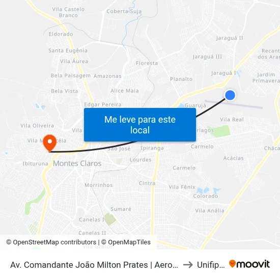 Av. Comandante João Milton Prates | Aeroporto Mário Ribeiro to Unifipmoc map