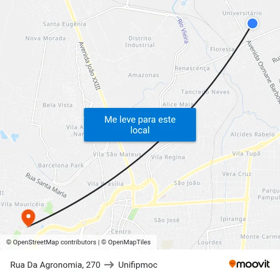Rua Da Agronomia, 270 to Unifipmoc map