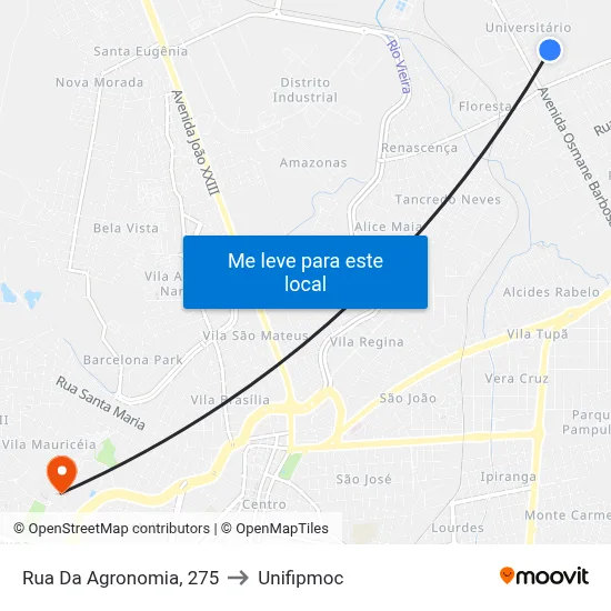 Rua Da Agronomia, 275 to Unifipmoc map