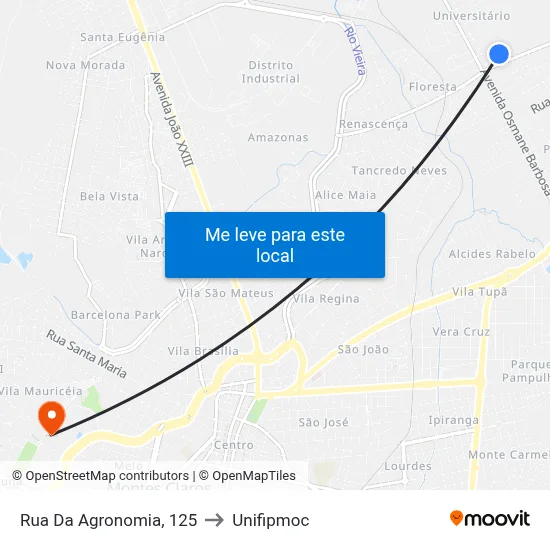 Rua Da Agronomia, 125 to Unifipmoc map
