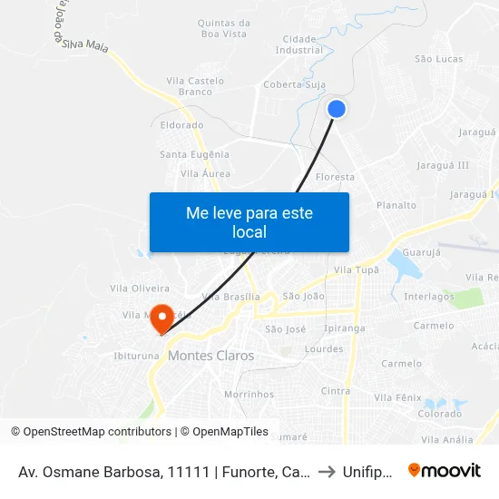 Av. Osmane Barbosa, 11111 | Funorte, Campus J.K. to Unifipmoc map