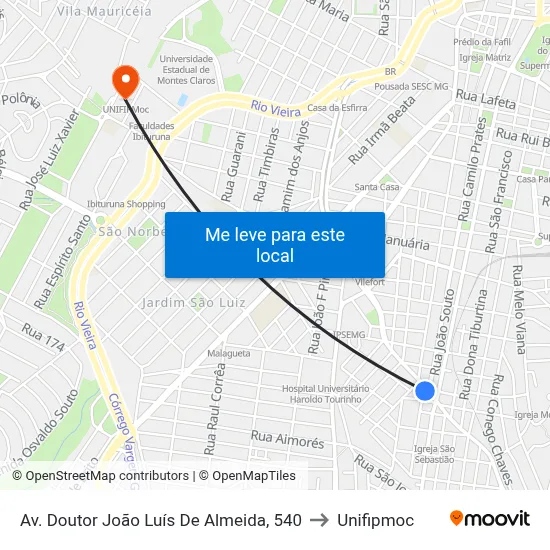 Av. Doutor João Luís De Almeida, 540 to Unifipmoc map
