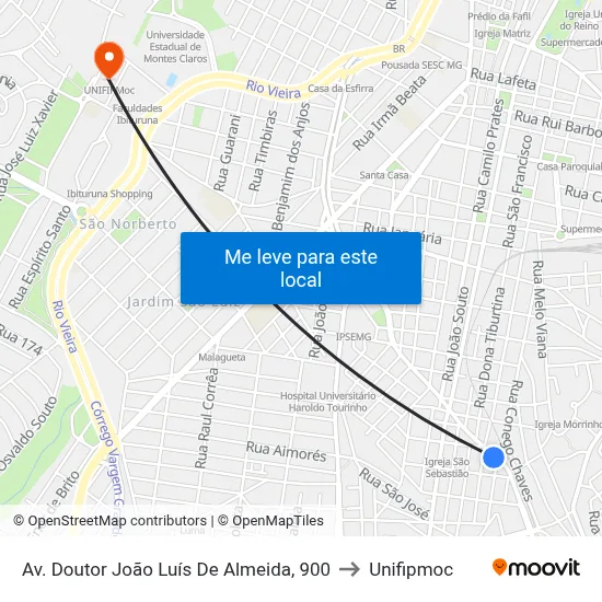 Av. Doutor João Luís De Almeida, 900 to Unifipmoc map