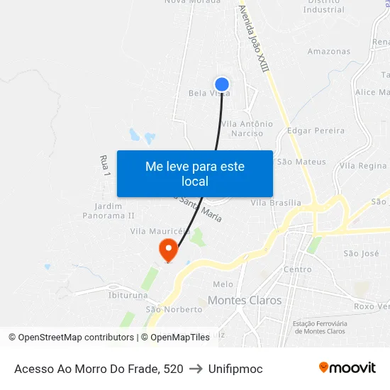 Acesso Ao Morro Do Frade, 520 to Unifipmoc map