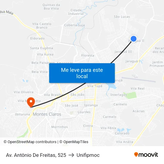 Av. Antônio De Freitas, 525 to Unifipmoc map