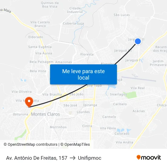 Av. Antônio De Freitas, 157 to Unifipmoc map