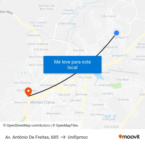 Av. Antônio De Freitas, 685 to Unifipmoc map