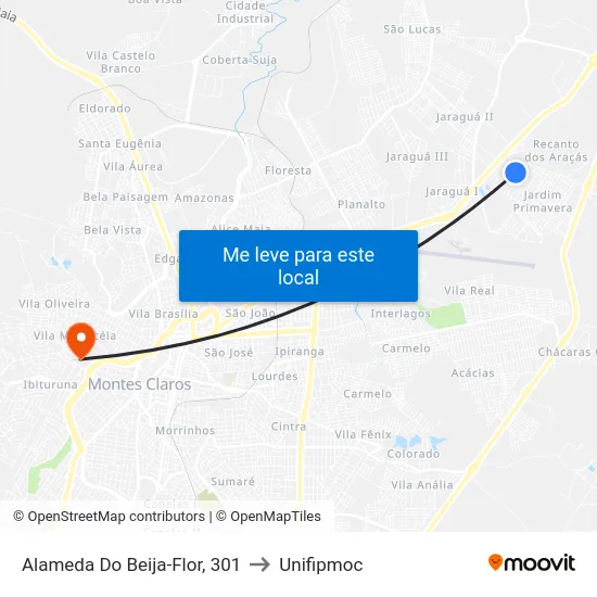 Alameda Do Beija-Flor, 301 to Unifipmoc map