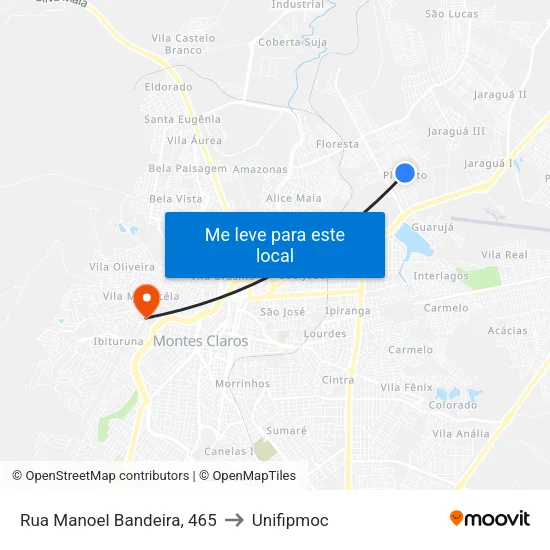 Rua Manoel Bandeira, 465 to Unifipmoc map