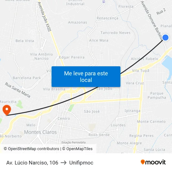 Av. Lúcio Narciso, 106 to Unifipmoc map