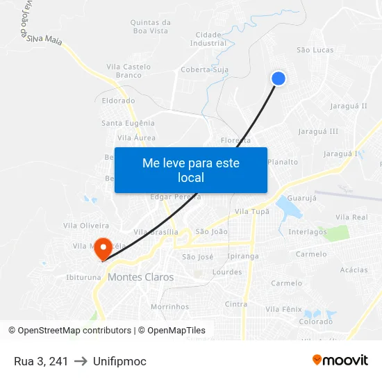 Rua 3, 241 to Unifipmoc map