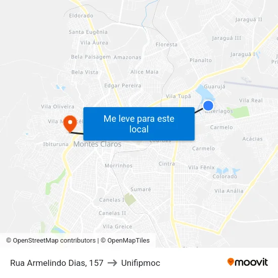 Rua Armelindo Dias, 157 to Unifipmoc map
