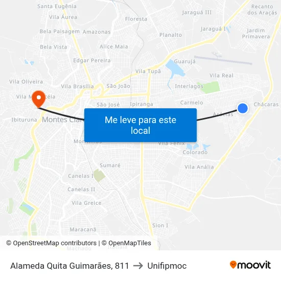 Alameda Quita Guimarães, 811 to Unifipmoc map