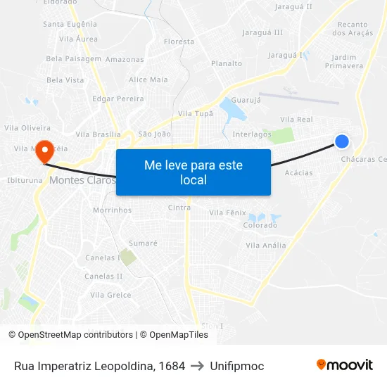 Rua Imperatriz Leopoldina, 1684 to Unifipmoc map