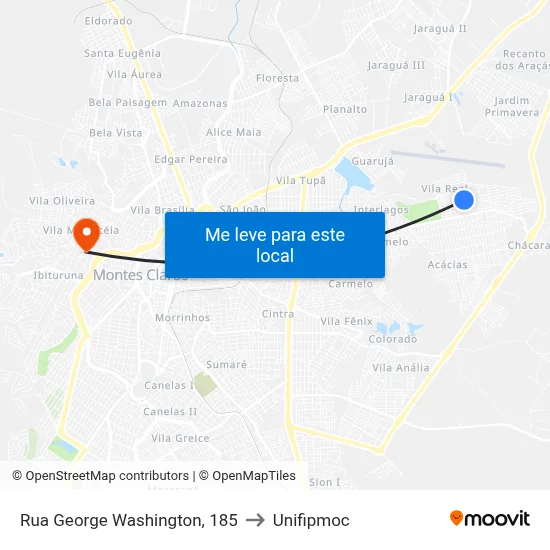 Rua George Washington, 185 to Unifipmoc map