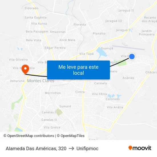 Alameda Das Américas, 320 to Unifipmoc map