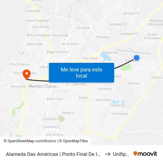 Alameda Das Américas | Ponto Final De Independência to Unifipmoc map