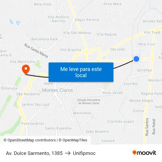 Av. Dulce Sarmento, 1385 to Unifipmoc map
