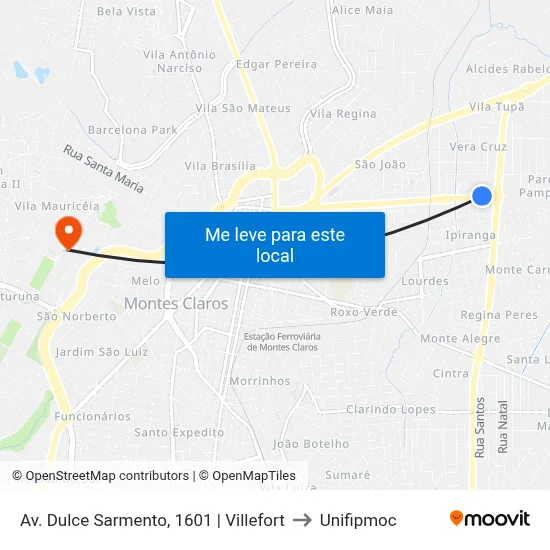 Av. Dulce Sarmento, 1601 | Villefort to Unifipmoc map
