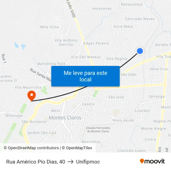 Rua Américo Pio Dias, 40 to Unifipmoc map