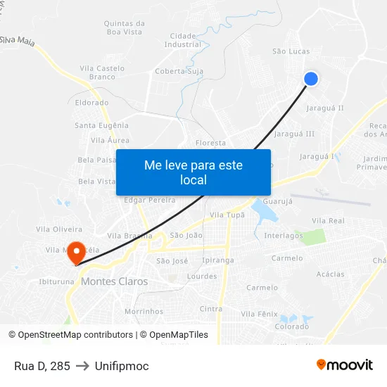 Rua D, 285 to Unifipmoc map