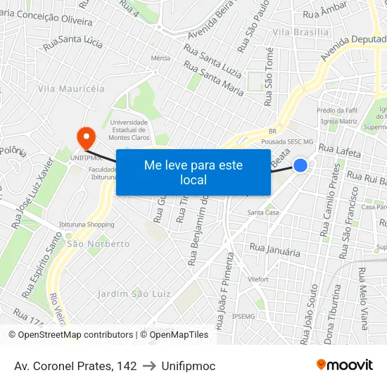 Av. Coronel Prates, 142 to Unifipmoc map