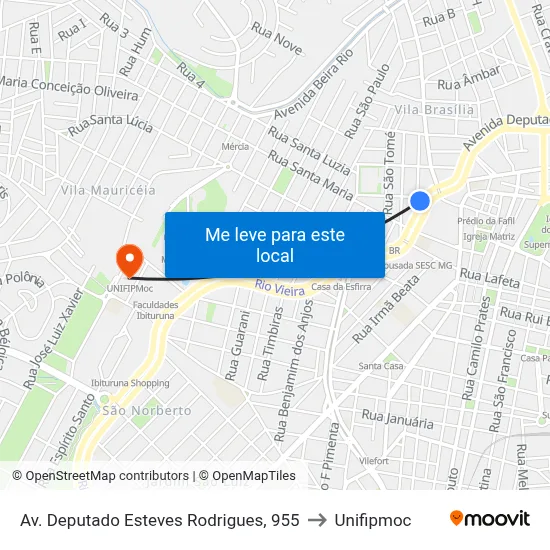 Av. Deputado Esteves Rodrigues, 955 to Unifipmoc map