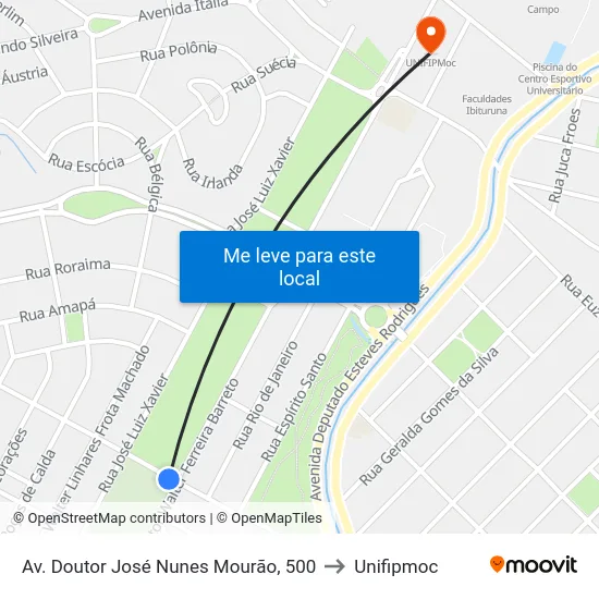Av. Doutor José Nunes Mourão, 500 to Unifipmoc map