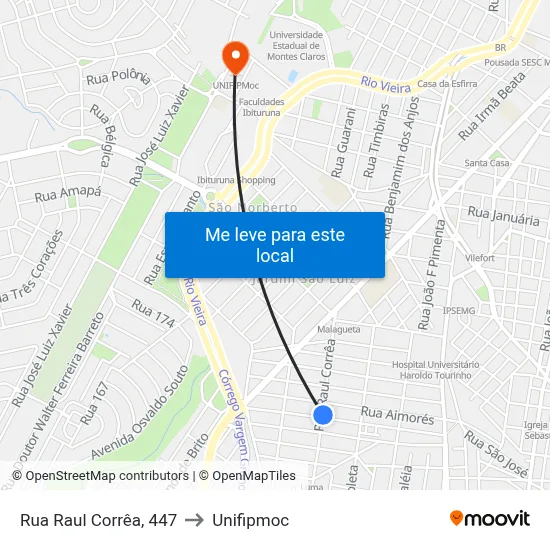 Rua Raul Corrêa, 447 to Unifipmoc map