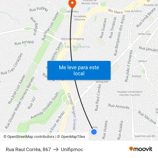 Rua Raul Corrêa, 867 to Unifipmoc map