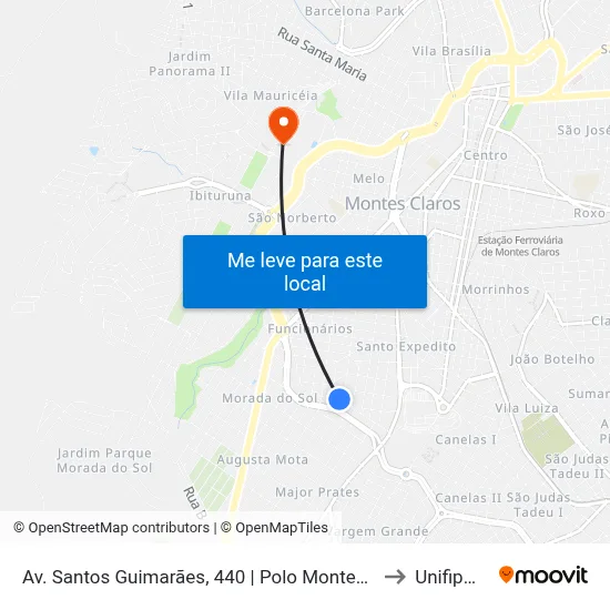 Av. Santos Guimarães, 440 | Polo Montes Claros to Unifipmoc map