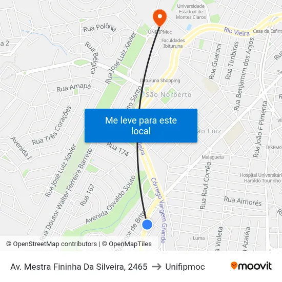 Av. Mestra Fininha Da Silveira, 2465 to Unifipmoc map