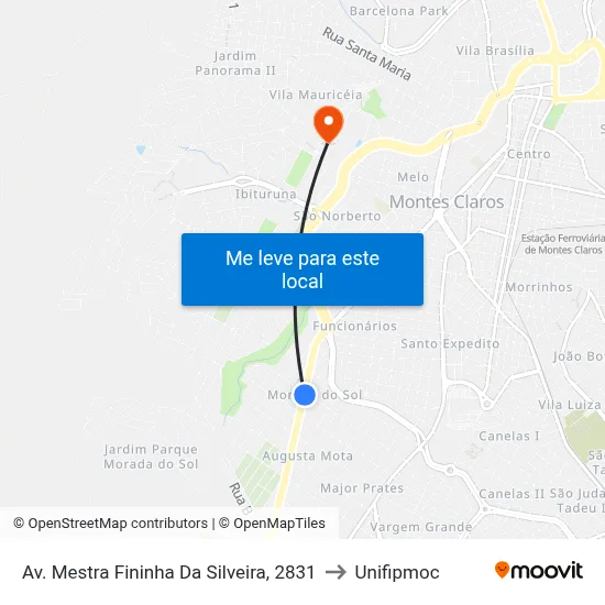 Av. Mestra Fininha Da Silveira, 2831 to Unifipmoc map