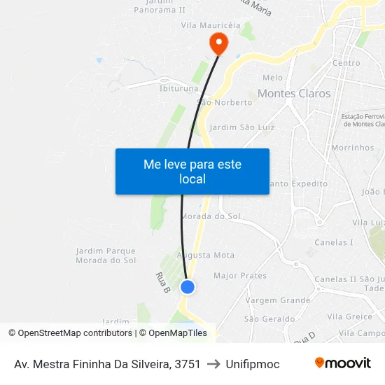 Av. Mestra Fininha Da Silveira, 3751 to Unifipmoc map