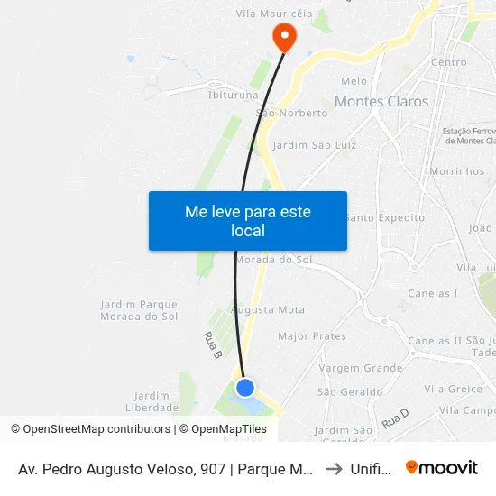 Av. Pedro Augusto Veloso, 907 | Parque Municipal Milton Prates to Unifipmoc map