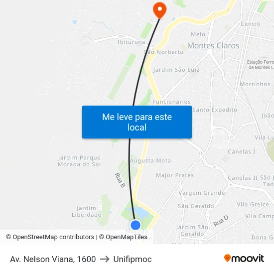 Av. Nelson Viana, 1600 to Unifipmoc map