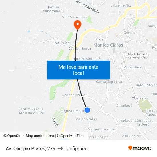 Av. Olímpio Prates, 279 to Unifipmoc map