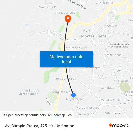 Av. Olímpio Prates, 475 to Unifipmoc map