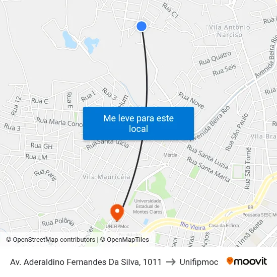 Av. Aderaldino Fernandes Da Silva, 1011 to Unifipmoc map