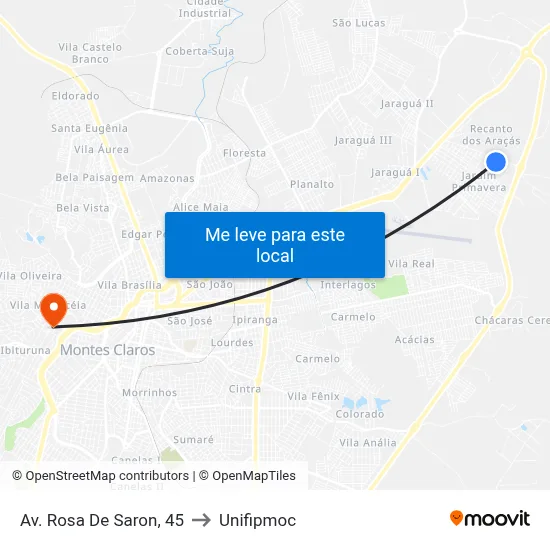 Av. Rosa De Saron, 45 to Unifipmoc map
