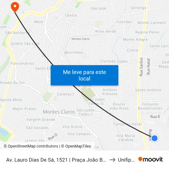 Av. Lauro Dias De Sá, 1521 | Praça João Batista De Moura to Unifipmoc map