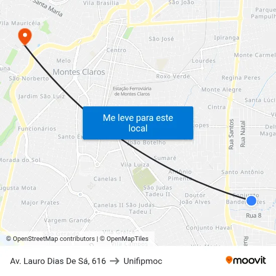 Av. Lauro Dias De Sá, 616 to Unifipmoc map