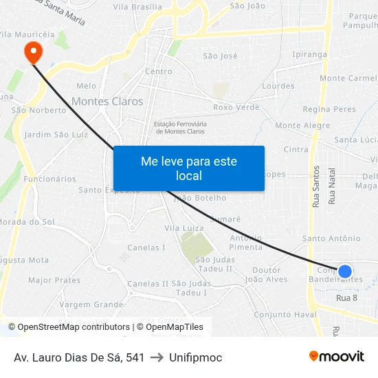 Av. Lauro Dias De Sá, 541 to Unifipmoc map