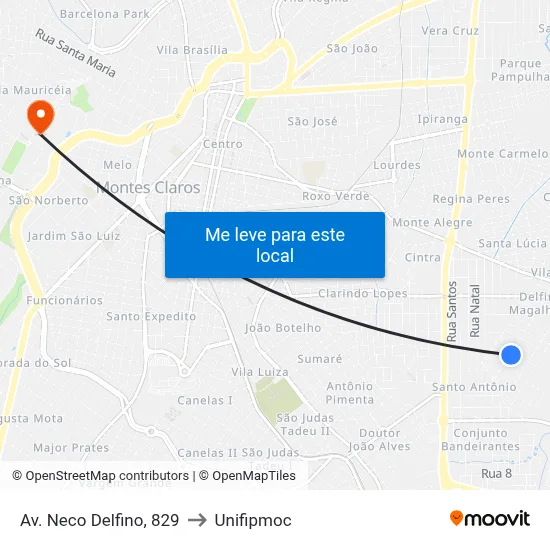 Av. Neco Delfino, 829 to Unifipmoc map